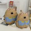 Mochila Escolar Leve de Nylon com Design de Cachorro Cartoon Fofo e Pingente de Pelúcia