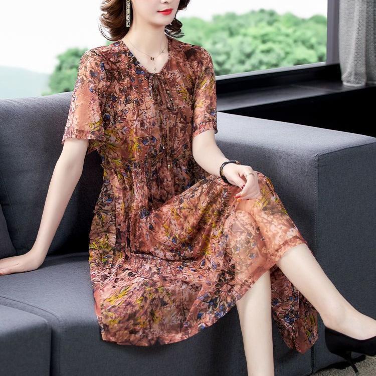 Women Printed Dress Summer Plus Size Floral Dress Loose A-line Dress