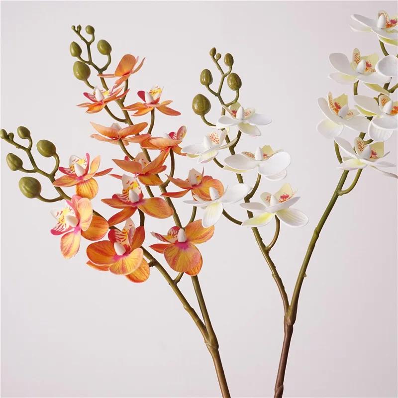 4Pcs/lot Artificial 12 Heads Butterfly Orchid Flowers Wedding Decor Fake Phalaenopsis Home Decoration Ornament Photography Props