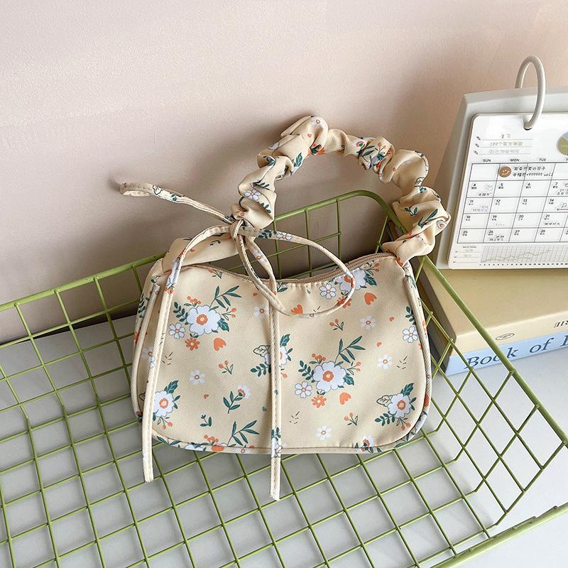 

Премиальная маленькая свежая плиссированная сумочка новая универсальная с цветочным принтом нежная темпераментная сумка через плечо/подмышку жёлтый