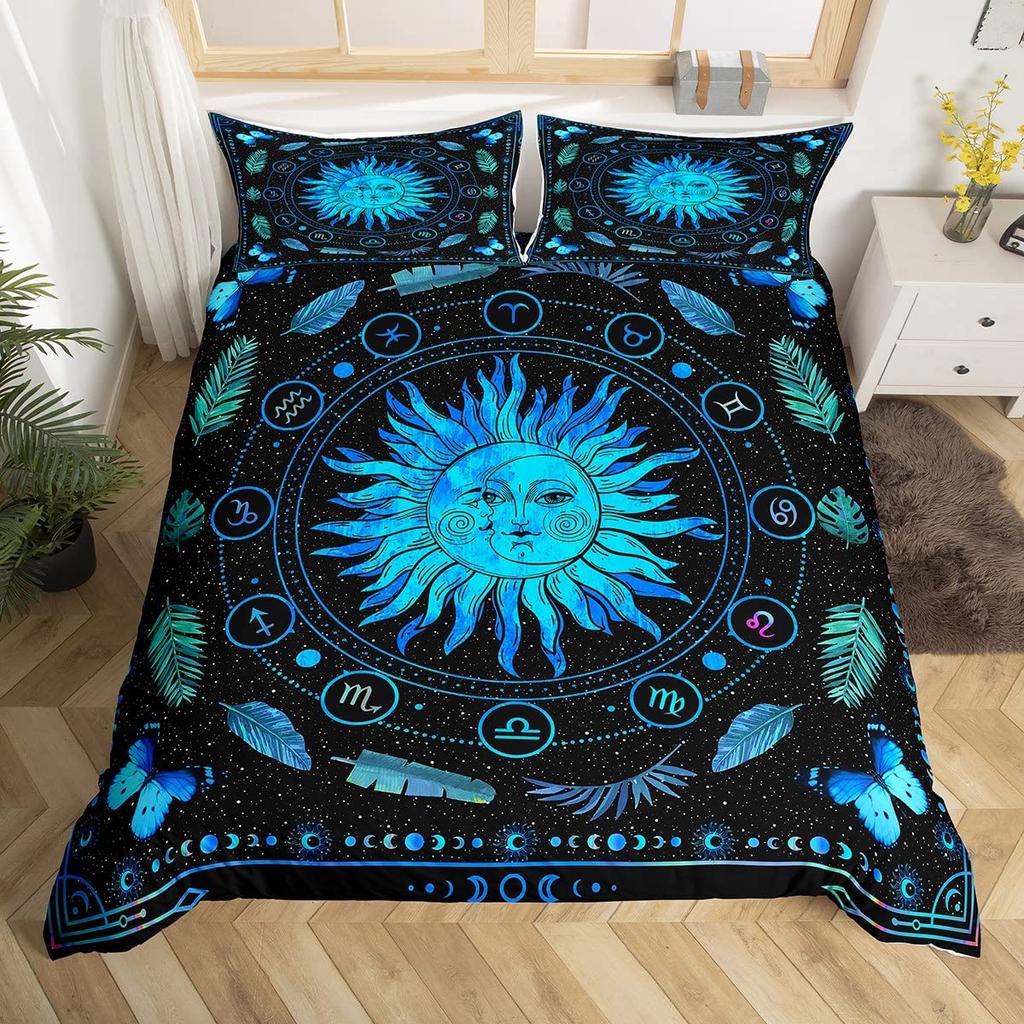 Erosebridal Sugar Skull Comforter Cover Set Skeleton Bones Duvet Cover,Gothic Moth Decor Bedding Sets Twin Magic Unicorn Rabbit Skulls Beddi