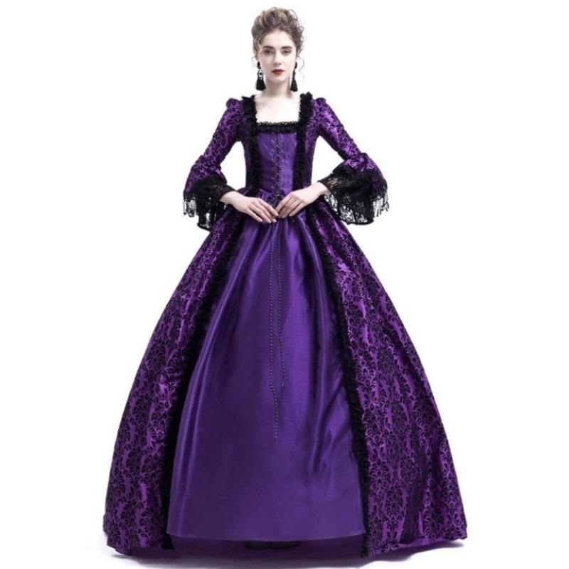 Wish Big Horn Sleeve Medieval Plus Size Dress Court Vintage Queen Long Dress Party Dress
