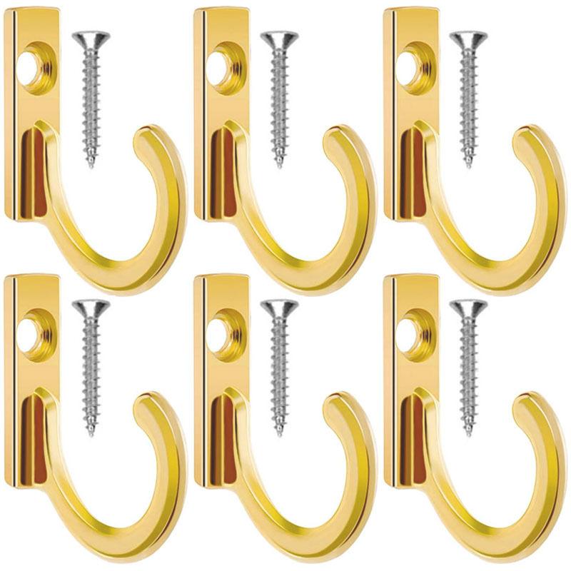 

10Pcs Vintage Wall Mount Hooks with Screws for Hanging Bag Hat Key Coat Clothes Hanger Holder Bathroom Kitchen Storage Organizer One Size золотой
