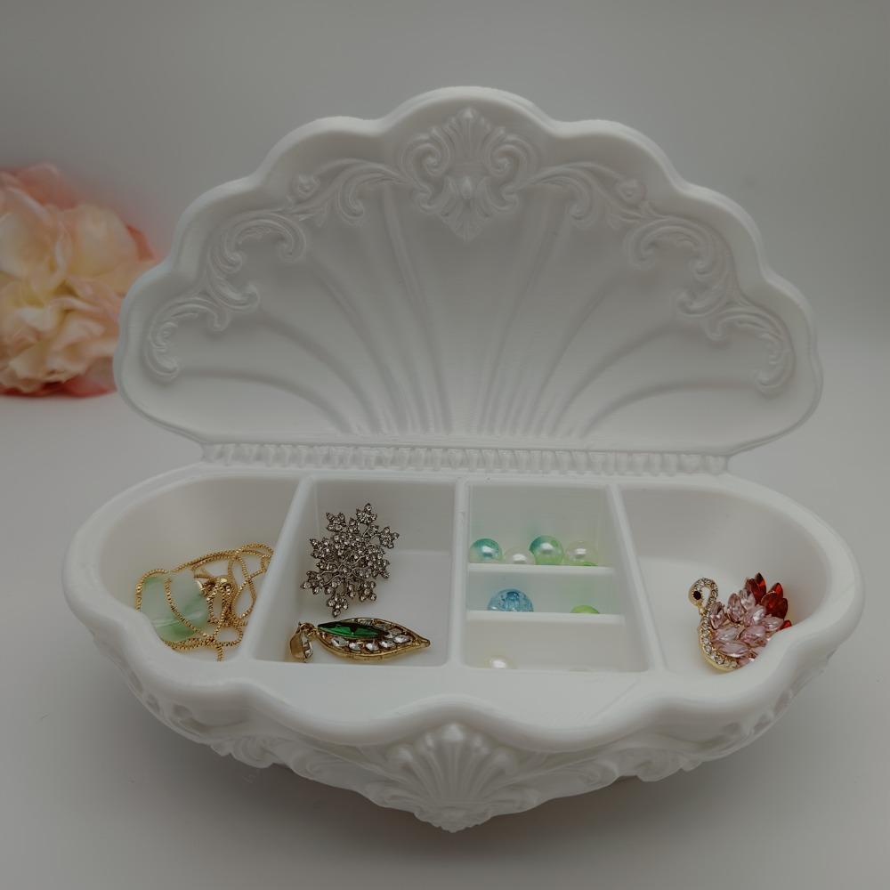 Vintage Shell-Shaped Jewelry Tray 3D Printed Desktop Storage Box Decorative Gift Box Table Decor
