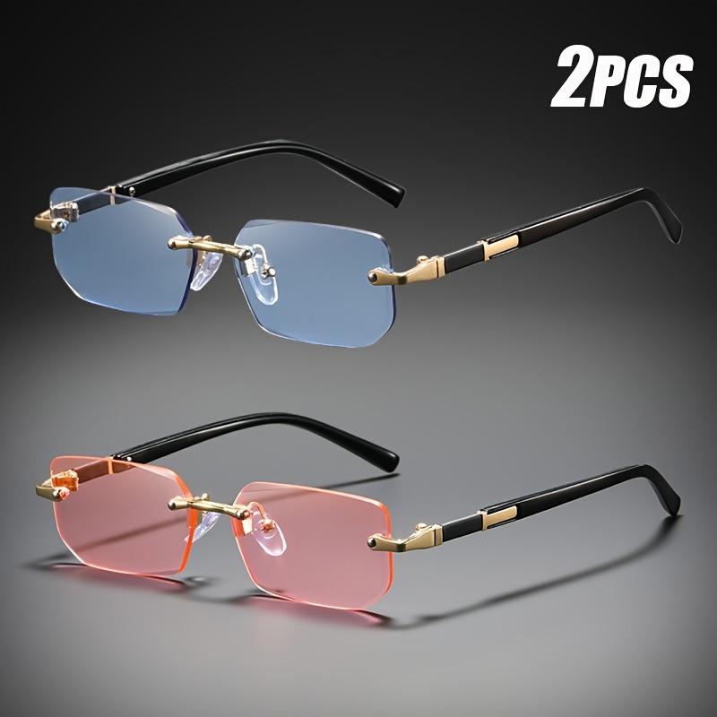 

2pcs Classic and fashionable frameless square glasses suitable for both men and women for daily travel wear