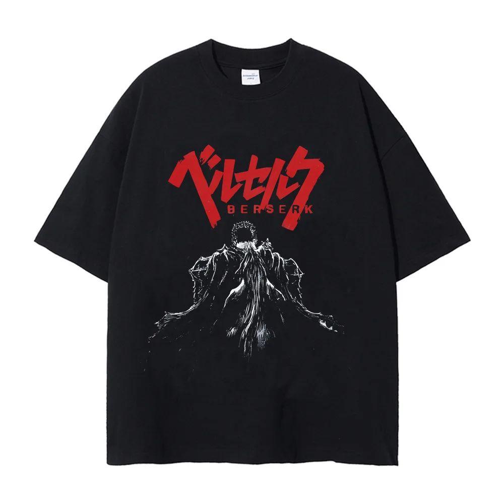 Classic Anime Printed Short Sleeve Fashion Casual Loose T-Shirt Vintage Street Wear Sports Printed Cotton Top Unisex