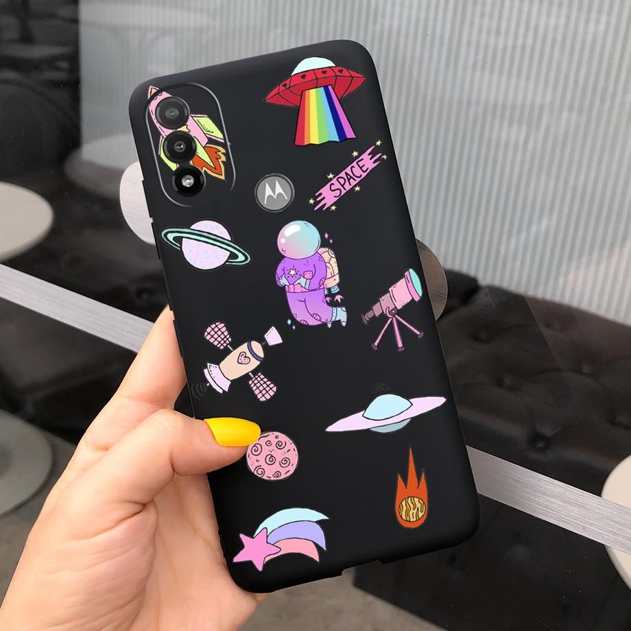 For Motorola Moto E40 Case Moto E20 E30 Cover Soft TPU Silicone Black Cartoon Dragon Astronaut Housing Etui For MotoE40 E 40 20