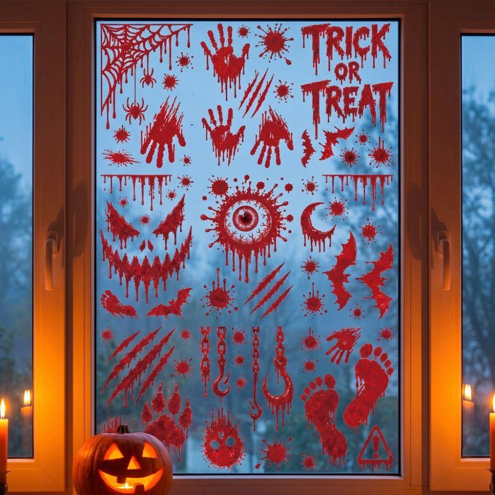 Scary Realistic Halloween Window Stickers Electrostatic Window Decals Home Decoration