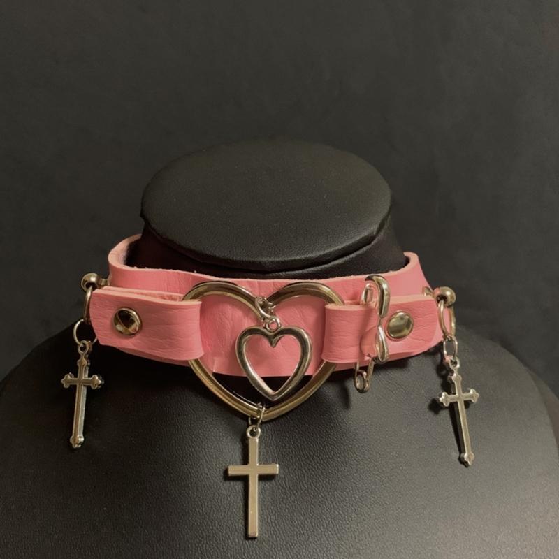 Heart Choker Gothic Cross Choker Necklace Leather Choker Necklace Women Halloween Jewelry