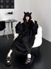 Rayiisuy Pajama Thick Long Little Devil Perfect for Fall and Cold Weather Protection Women's Blanket, Fleece-Lined Loungewear, All-in-One, Sleeves,