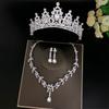 3pcs/set Crystal Bridal Tiara and Crown Earrings Necklace Jewelry Set for Women Princess Girls,Jeweled Wedding Tiara for Bride