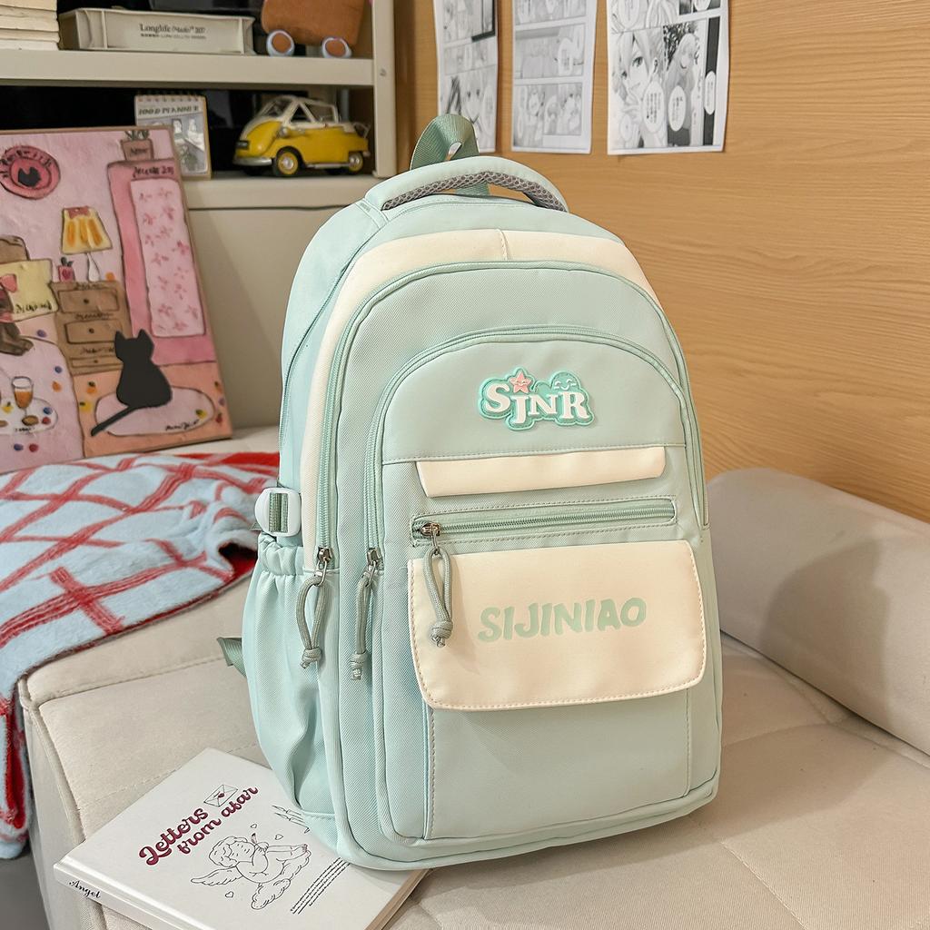 Schoolbag new high-value large-capacity ins burden reduction fashionable simple contrasting versatile schoolbag junior high school student backpack 