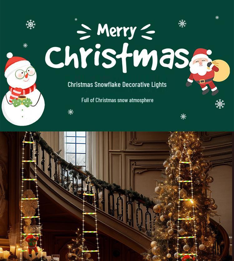 LED Santa Climbing Ladder with Parachute Lights – Christmas String Light Eaves Decoration