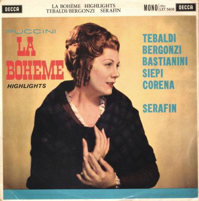 LP Record GIACOMO PUCCINI / RENATA TEBALDI ,  - La Bohème LXT5608 Decca 1960 UK Classical Used