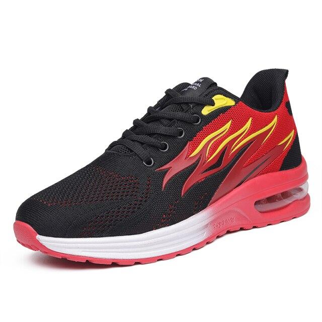 Men Casual Sneakers Women Sport Shoes Air Cushion Running Shoes Flame Pattern Light Shoes Gym Breathable Non -Slip Outdoor
