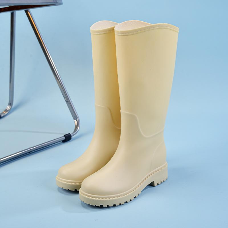 Fashion rain shoes women's velvet water shoes waterproof and non-slip rain boots long tube water shoes soft sole comfortable water boots