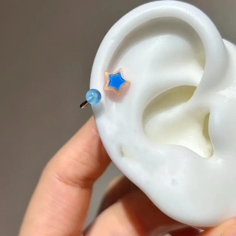 1PCS Cute Heart Arrow Pink Zircon Ear Bone Nail New Fashion Y2K Punk Small Earring for Women Girl Cochlea  Party Gift