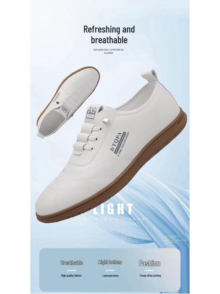 Men's Casual Leather Slip-On Shoes: Fashionable, Versatile, Soft Sole, Breathable, British Style for Business and Commuting.