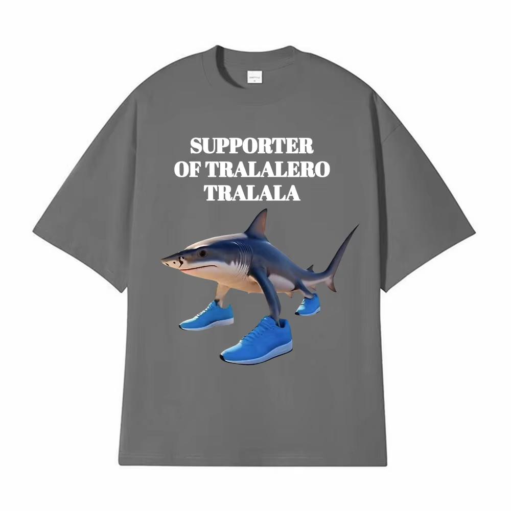Funny Running Shark Meme T Shirt Supporter of Tralalero Tralala Graphic T-shirt Men Women Clothing Humor Casual Comfort T Shirts