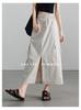 Design sense: Front slit drawstring workwear skirt, 2026 summer thin, fashionable, versatile, casual A-line skirt