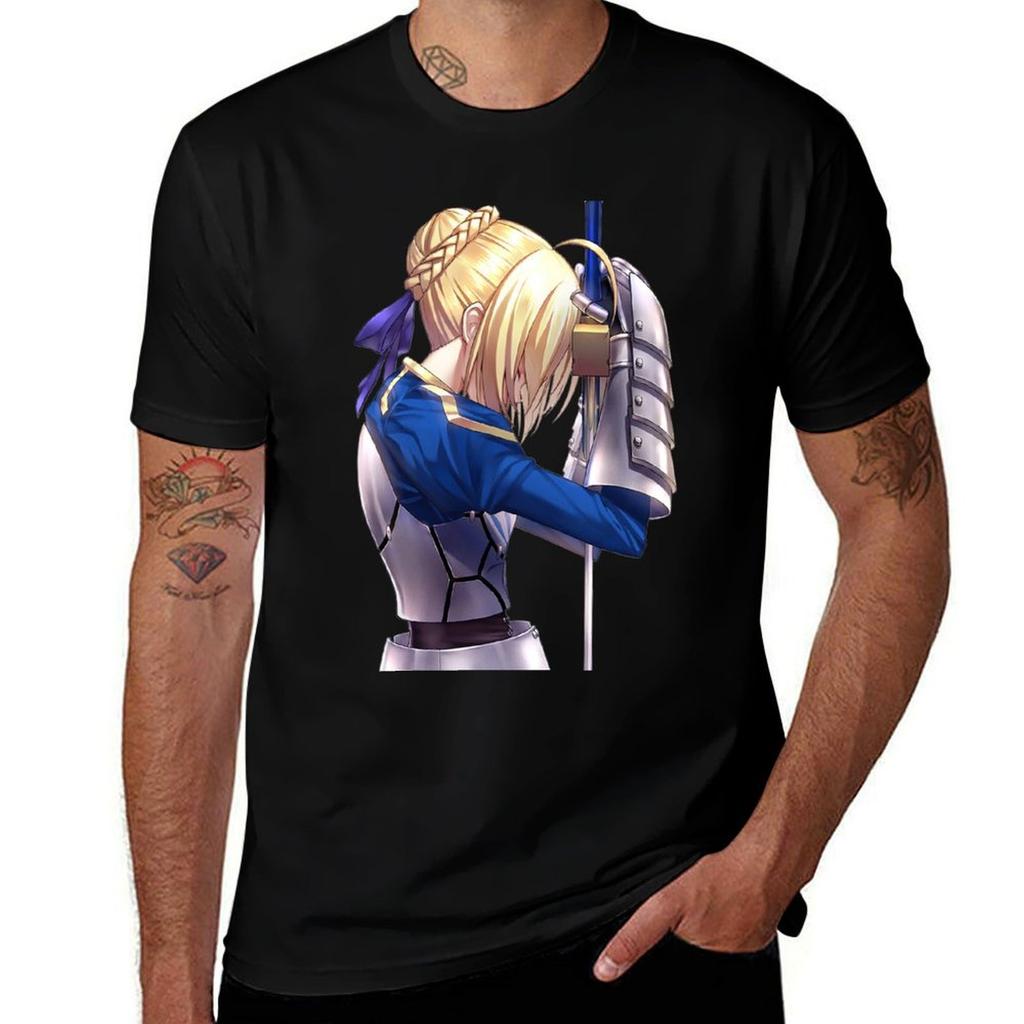 Saber (fate) T-Shirt Man T Shirts Cotton Printed T Shirts for Man T-Shirt