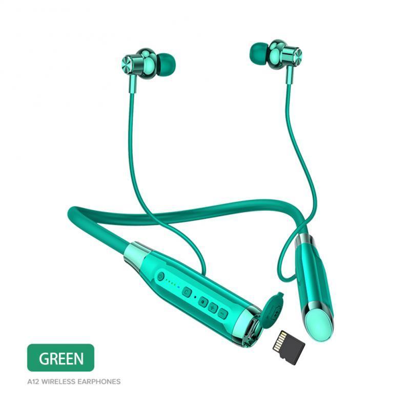 A12 Hanging Neck Bluetooth-compatible Headset Long Standby Semi-in-ear / In-ear Electricity Display