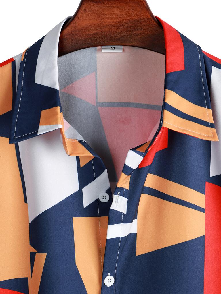 Summer Printed Shirt Men's Casual Shirt Short Sleeved Top