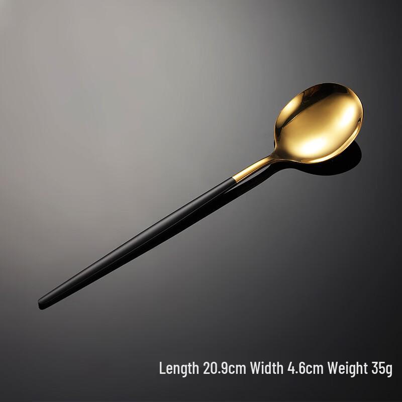 Qianxing 410 Stainless Steel Portuguese Black Gold Dinner Spoon Set