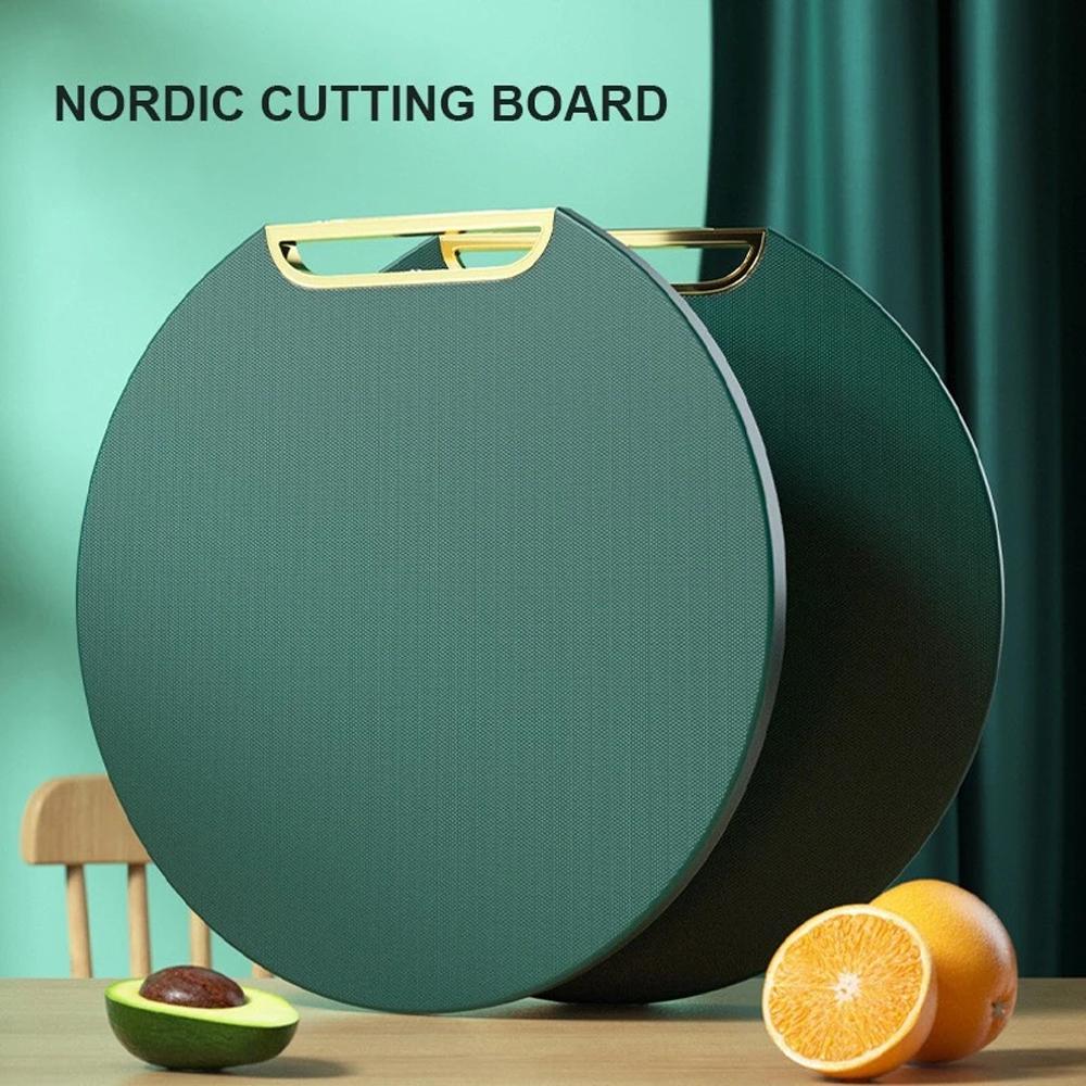 Kitchen Mold-proof PE New Cutting Board Non-slip Standing Green Cutting Board Round Double-sided Cutting Board Kitchen Supplies
