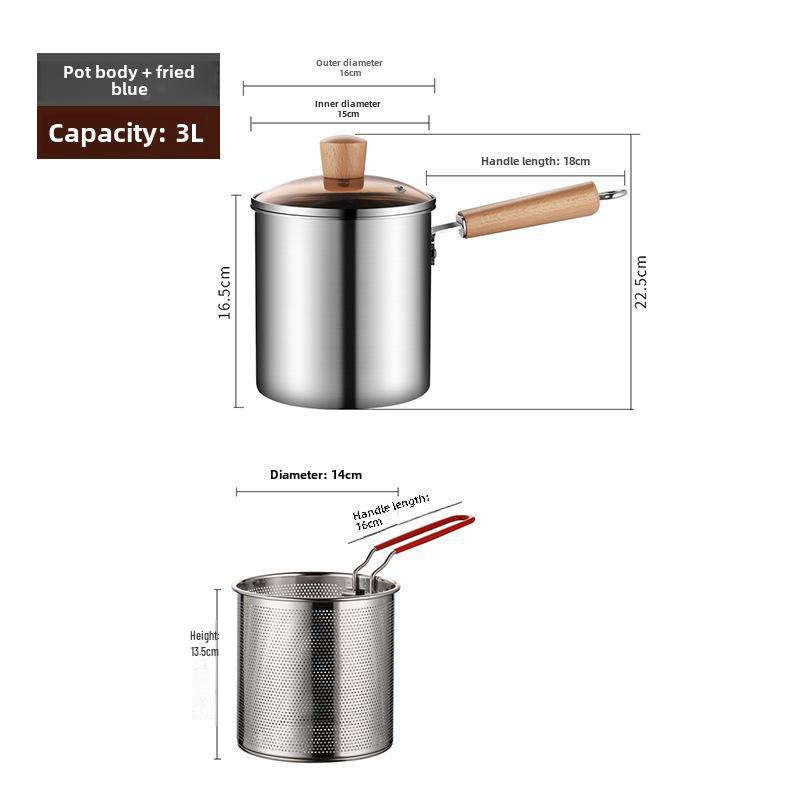 304 Stainless Steel Mini Frying Pan with Filter for Induction Cookers - Fuel-Saving, Multifunctional Household Use
