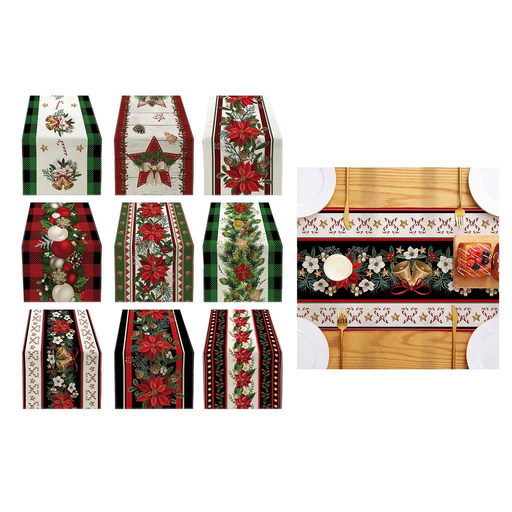 Christmas Table Runner Festive Home Table Cover Tablecloth for 2024 New Year Holiday Dining Table Decor Table Runners