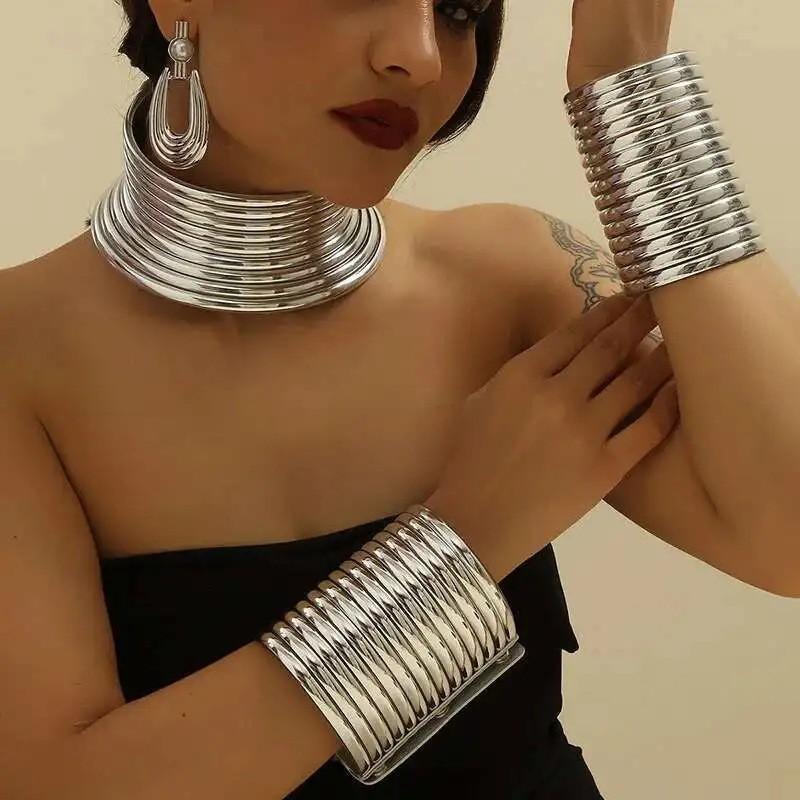 Style African Jewelry Set With Alloy Pendant Earrings Bracelets For Men Women Casual