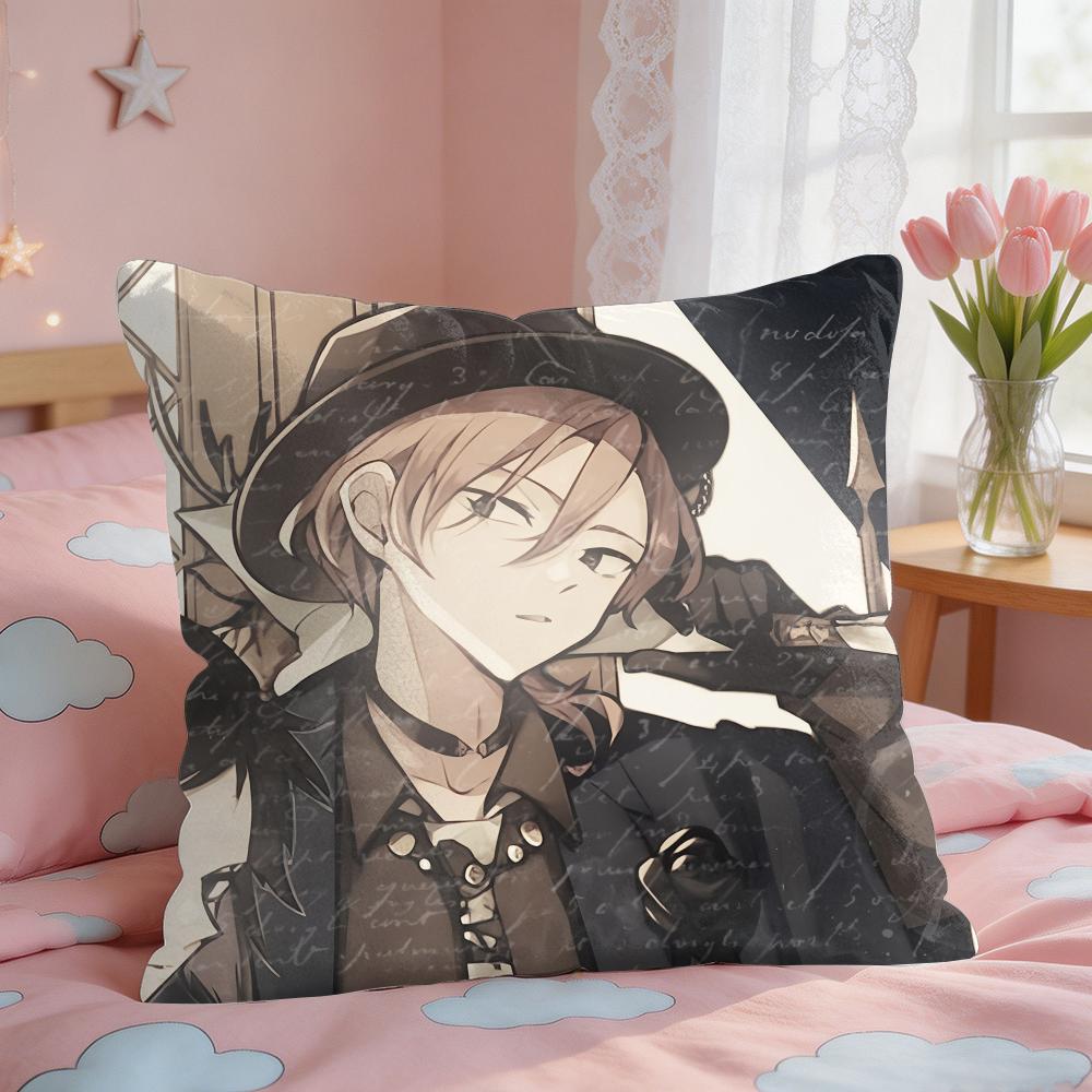 Bungo SStray Dogs Anime Cushion Cover Square Short Plush Pillow Case Living Room Sofa Home Decor Funda X
