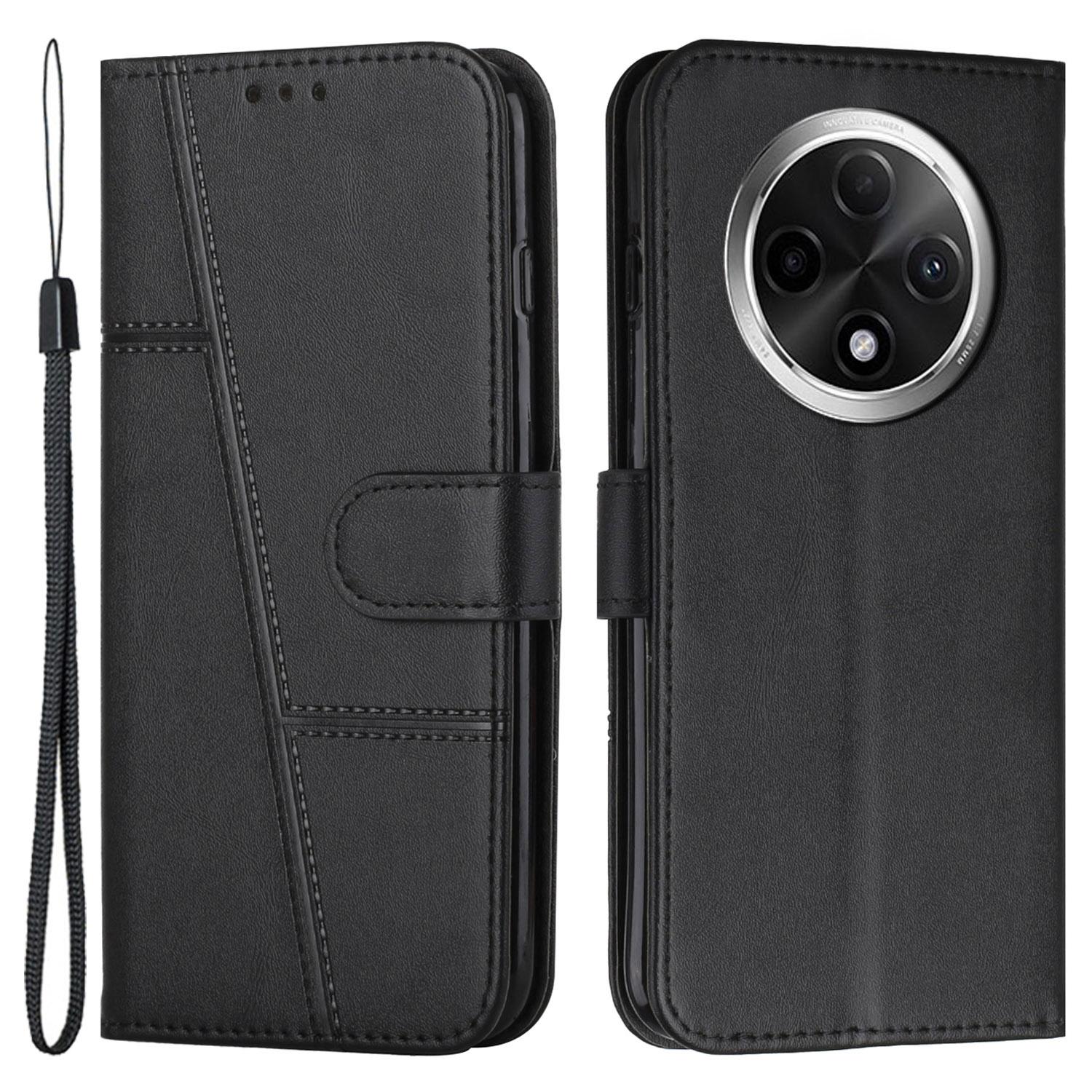 

For Oppo A2 Pro 5G/A3 Pro (China) 5G Phone Case Anti-Scratch PU Leather Stand Wallet Cover Black