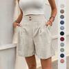 Summer High Waist Shorts Women Casual Loose Wide Leg Solid Shorts Casual Short Pants Pockets Holiday Short