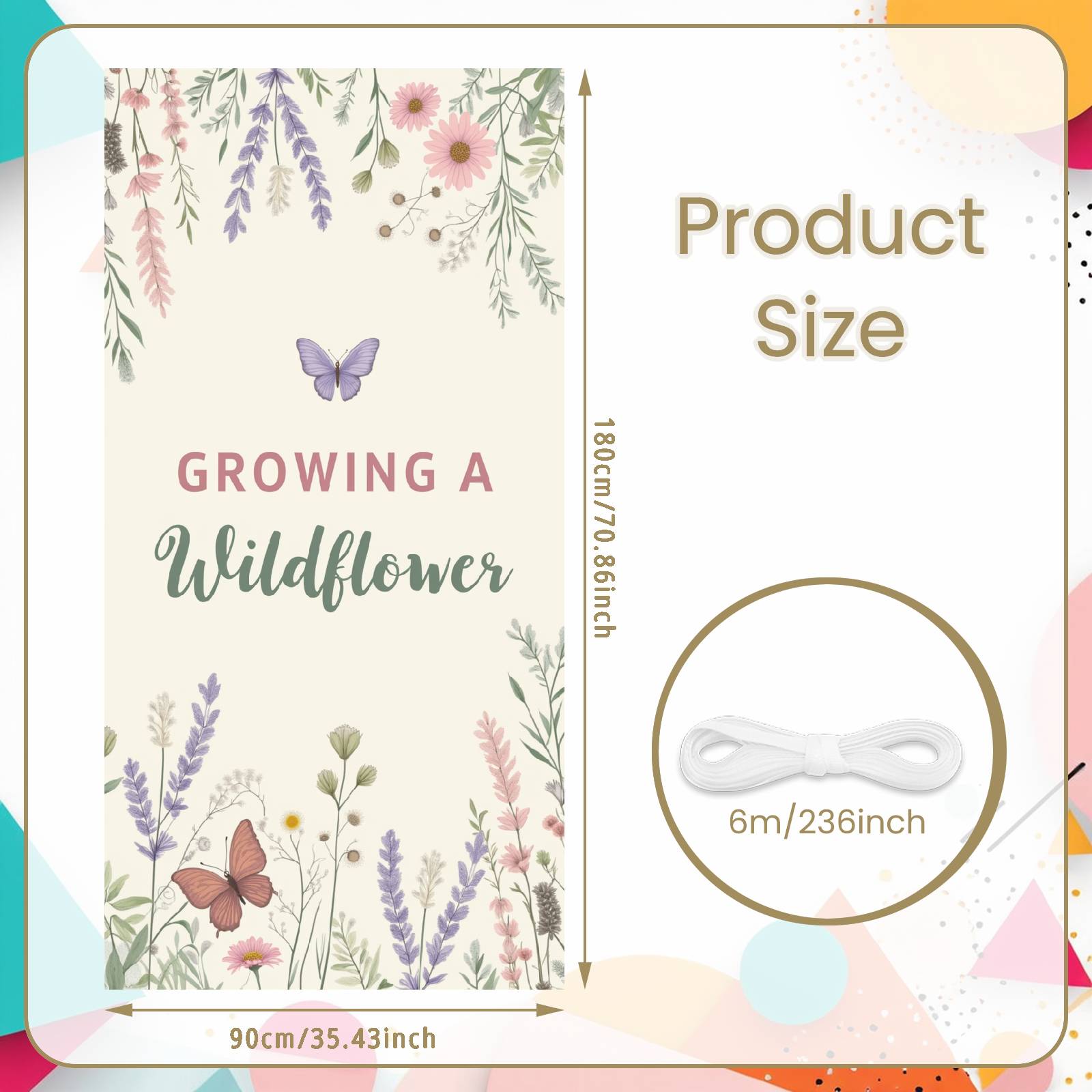 

Floral Banner Nature-inspired Art Meadow Backdrop Butterfly Banner Floral Illustration Garden Banner For Nature Lover Gift