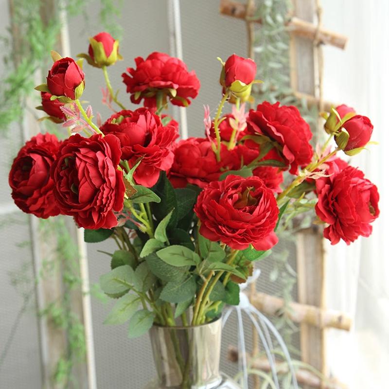 1PC Vintage Home Decor Rose Bouquet Artificial Flowers Silk Wedding Accessories Fake Plants