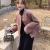 Purple-Pink French Tweed Jacket: High-End Winter 2025 Hangzhou Style, Wide Sleeves, Short, Padded.