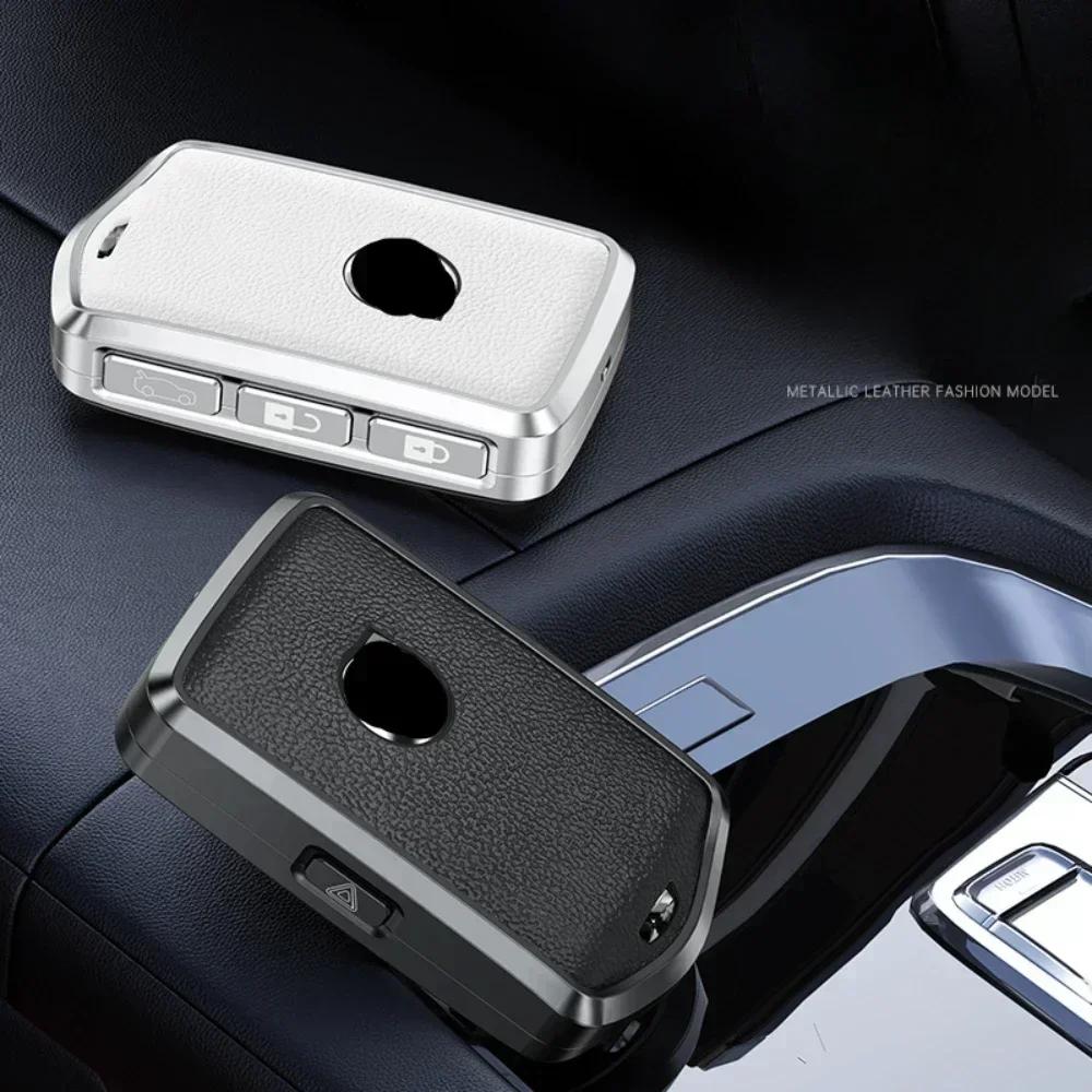 Aluminum Alloy Leather Car Key Case Cover Shell For Volvo S90 S60 Xc60 Xc90 Xc40 C40 V60 V90 T6 T8 Auto Accessaries Keychain