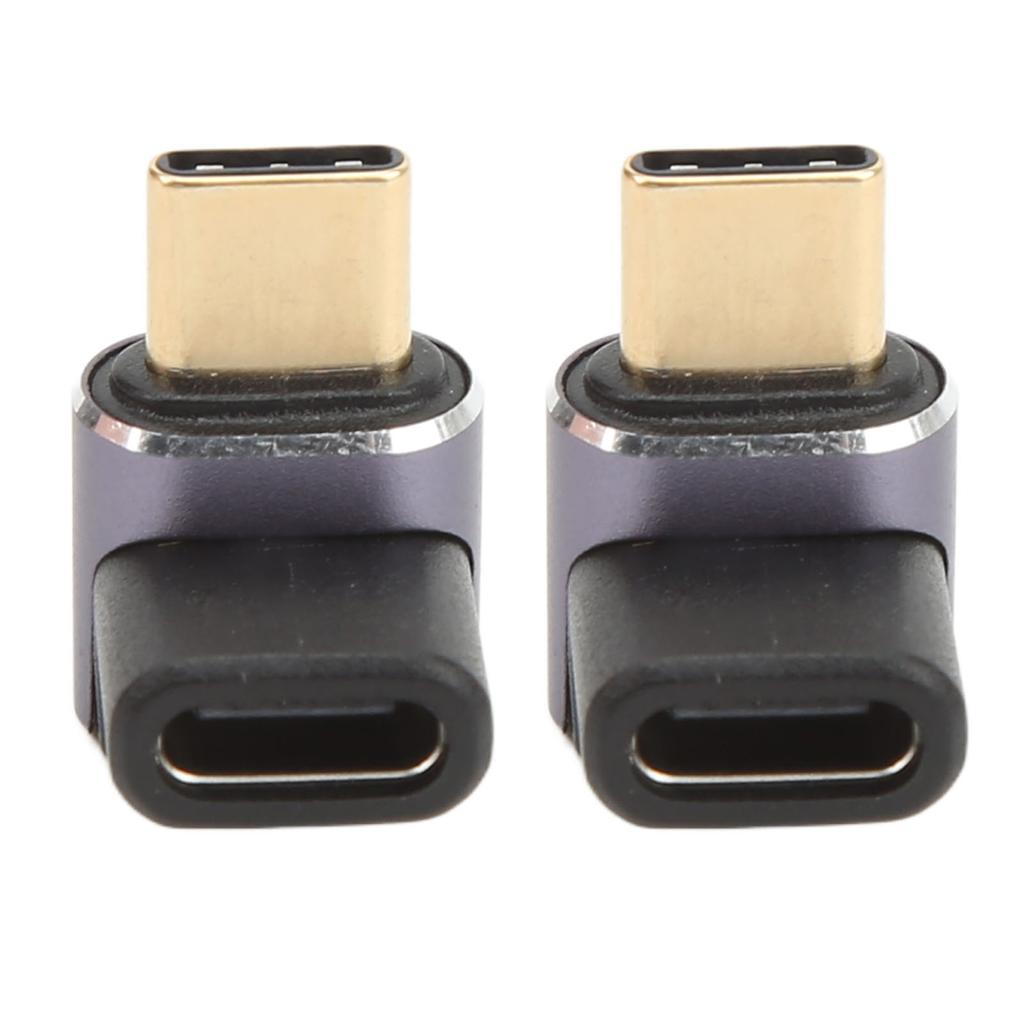 90 Degree USB C Adapter Male To Female 40Gbps 100W Aluminum Alloy USB C Right Angle Adapter for Transmission Charge