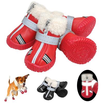 Warme Haustier Hund Schuhe Winter Wasserdichte Haustier Hund Stiefel Schuh Regen Schnee Booties Reflektierende Rutschfeste Schuhe Für Kleine Große Hunde