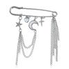 Metal Lapel Pin Five Pointed Star Tassel Brooch Vintage Star Brooch  Cloth Accessories