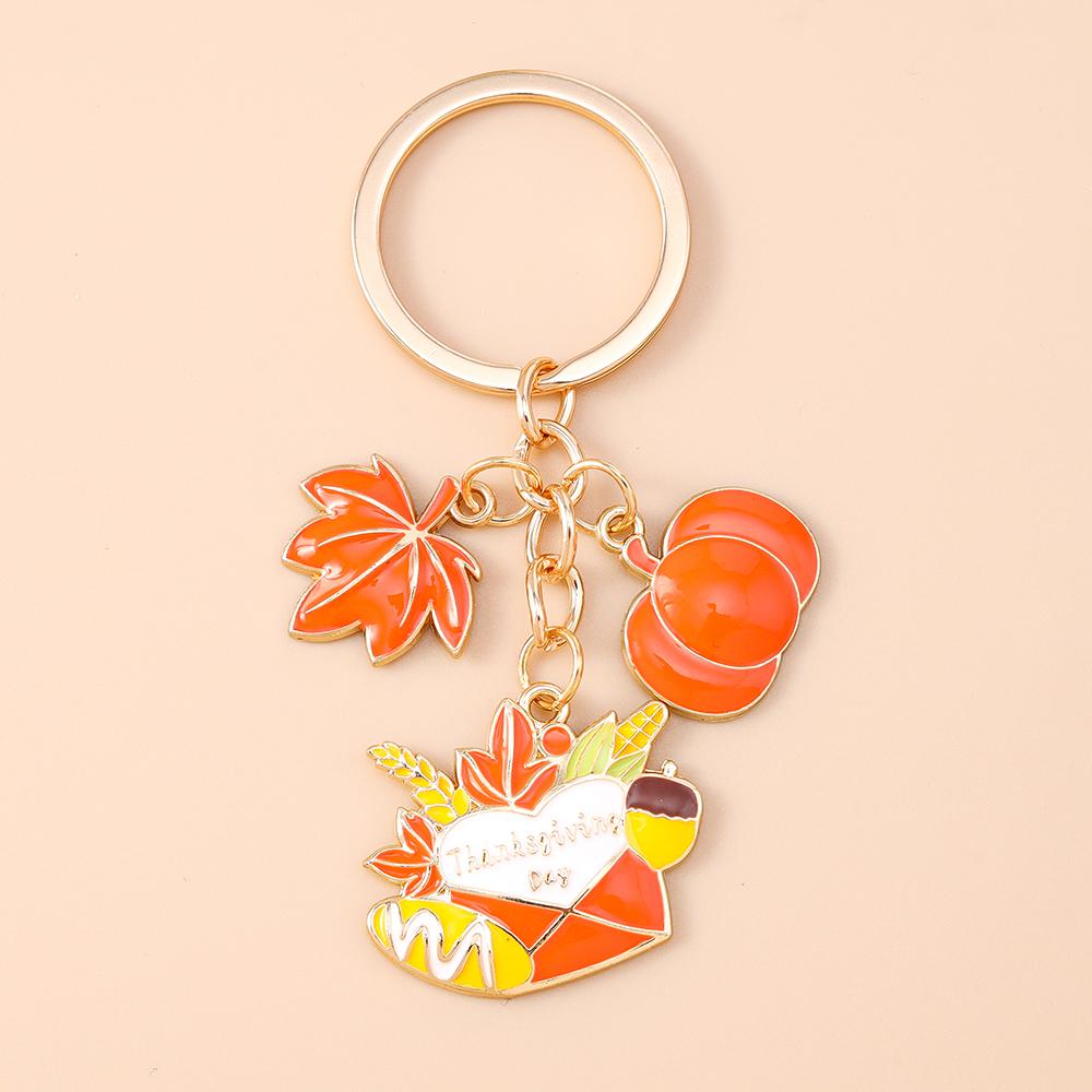 Fashion Autumn Maple Leaf Keychain Women Girls Corn Pumpkin Key Ring Pendants for Handbag Decor DIY Key Chain Jewelry Gifts