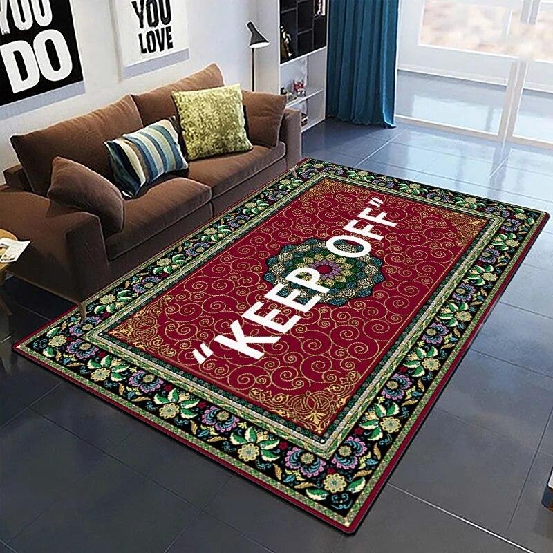 Keep Off Pattern Dekorativer quadratischer Teppich Modernes Haus Wohnzimmer Boden Matte Schlafzimmer Teppich Kunst Poster Matte Fans Geschenk Alfombra