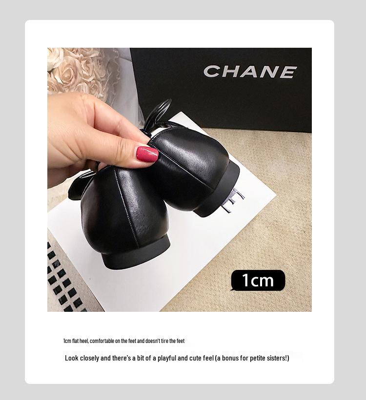 Cowhide 2025 Spring Bow Ballet Flats: Women's Genuine Leather Round Toe Mary Janes