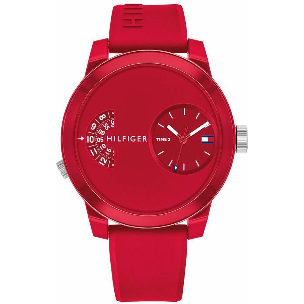 Tommy Hilfiger Denim Red Silicone/Rubber Strap Men s Quartz Watch 1791557 красный