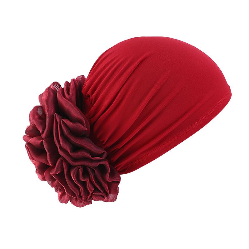 Women Elastic Turban Cap Flower Headscarf Muslim Hijab Undercap Bonnet Hair Loss Cover Chemo Cap Islamic Head Wrap Beanie