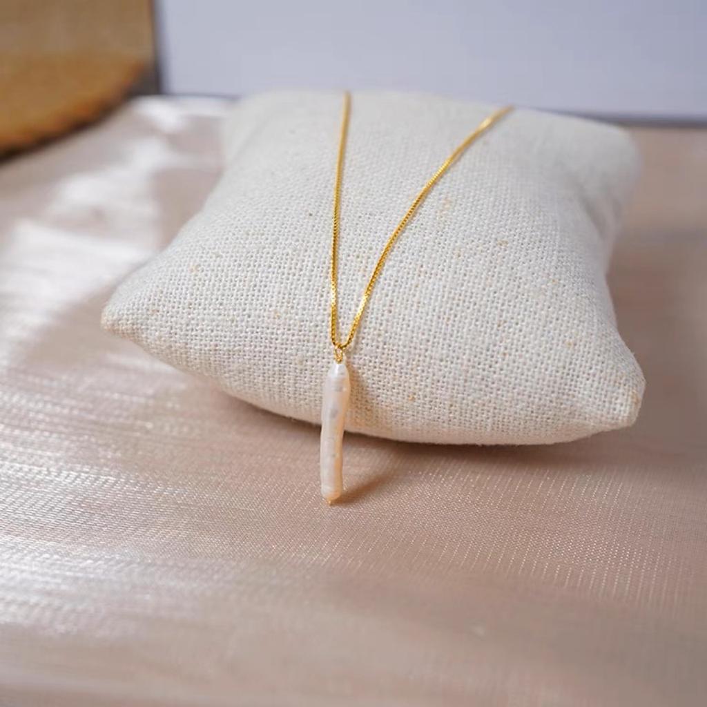 Exquisite Silver Bar Collarbone Chain Toothpick Irregular Natural Baroque Pearl Necklace 925 Silver Jewelry Minimalist Style Neck Chain