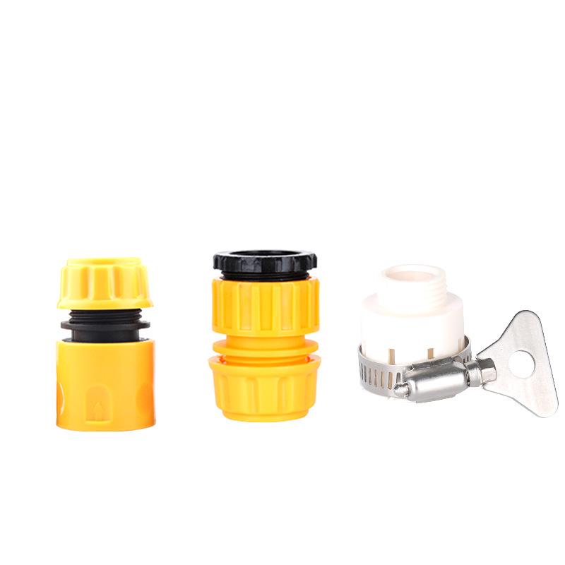 Universal 4-Point Water Hose Connector for Washing Machines, Faucets, and Car Wash Guns