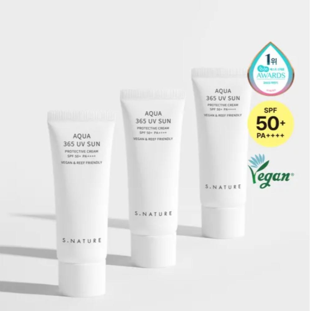 S.NATURE Aqua 365 UV Sun Cream SPF50+ PA++++ – 40mlx2ea | Lightweight Moisturizing Daily Sunscreen